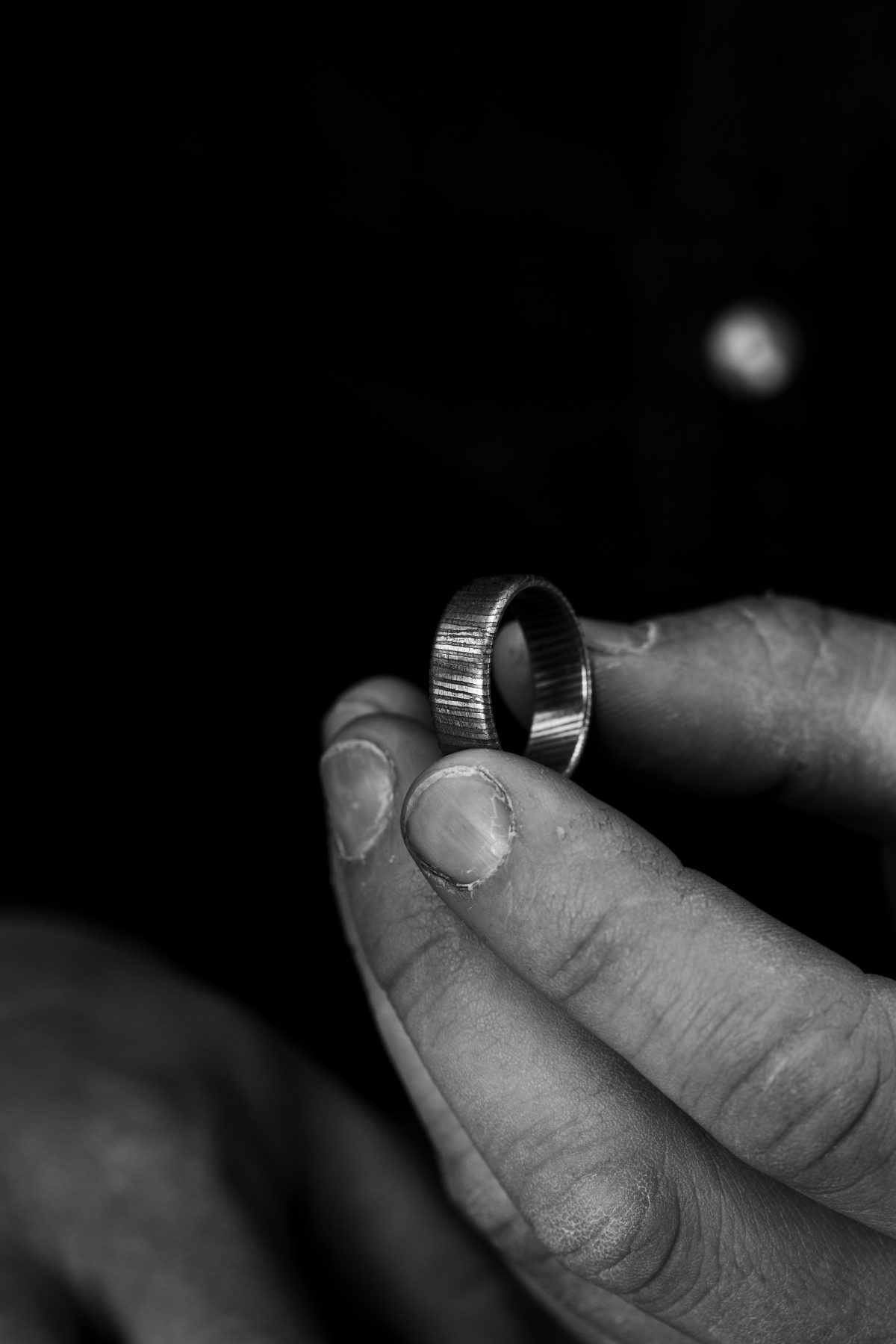 Stainless Steel Damascus Ring – Low Profile