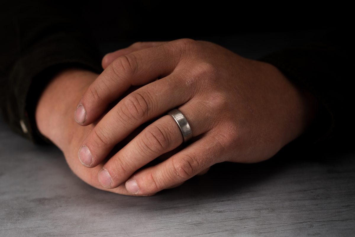 Damascus steel ring, damascus steel wedding ring, damascus ring, steel ring, stainless steel damascus, stainless steel damascus ring, unique wedding ring, silver wedding ring, jwf unique designs, mens ring, mens jewellery, jewelry, forged rings, woodgrain rings