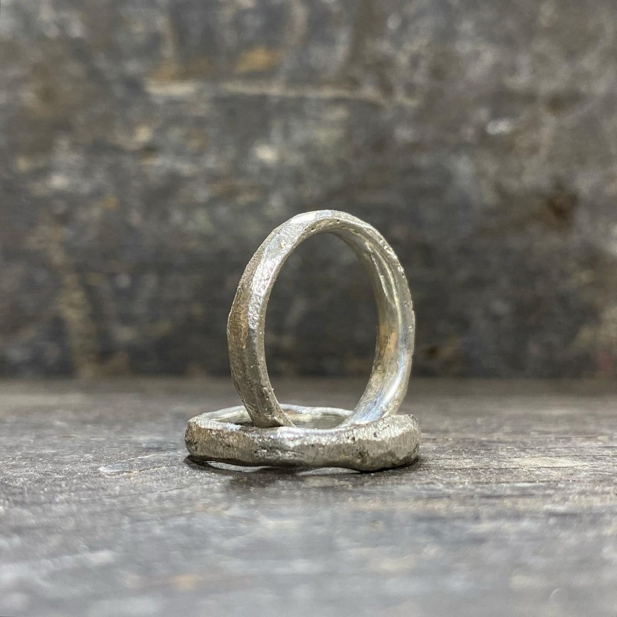 Heavy Textured Silver Cast Ring Wedding Rings JWF Unique Designs