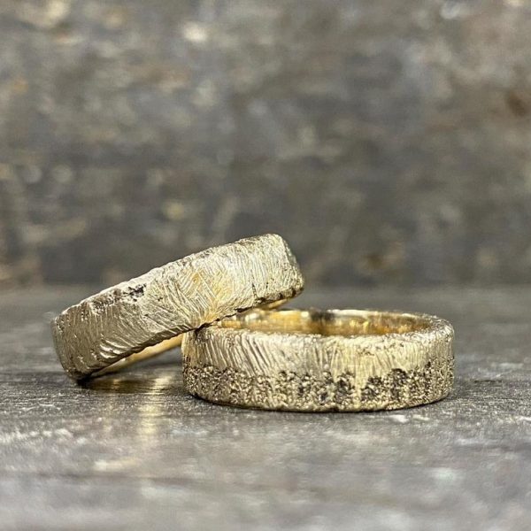 sand cast ring, cast ring, wedding rings, wedding ring, gold wedding ring, yellow gold wedding ring, unique wedding rings, unique wedding ring, textured wedding ring