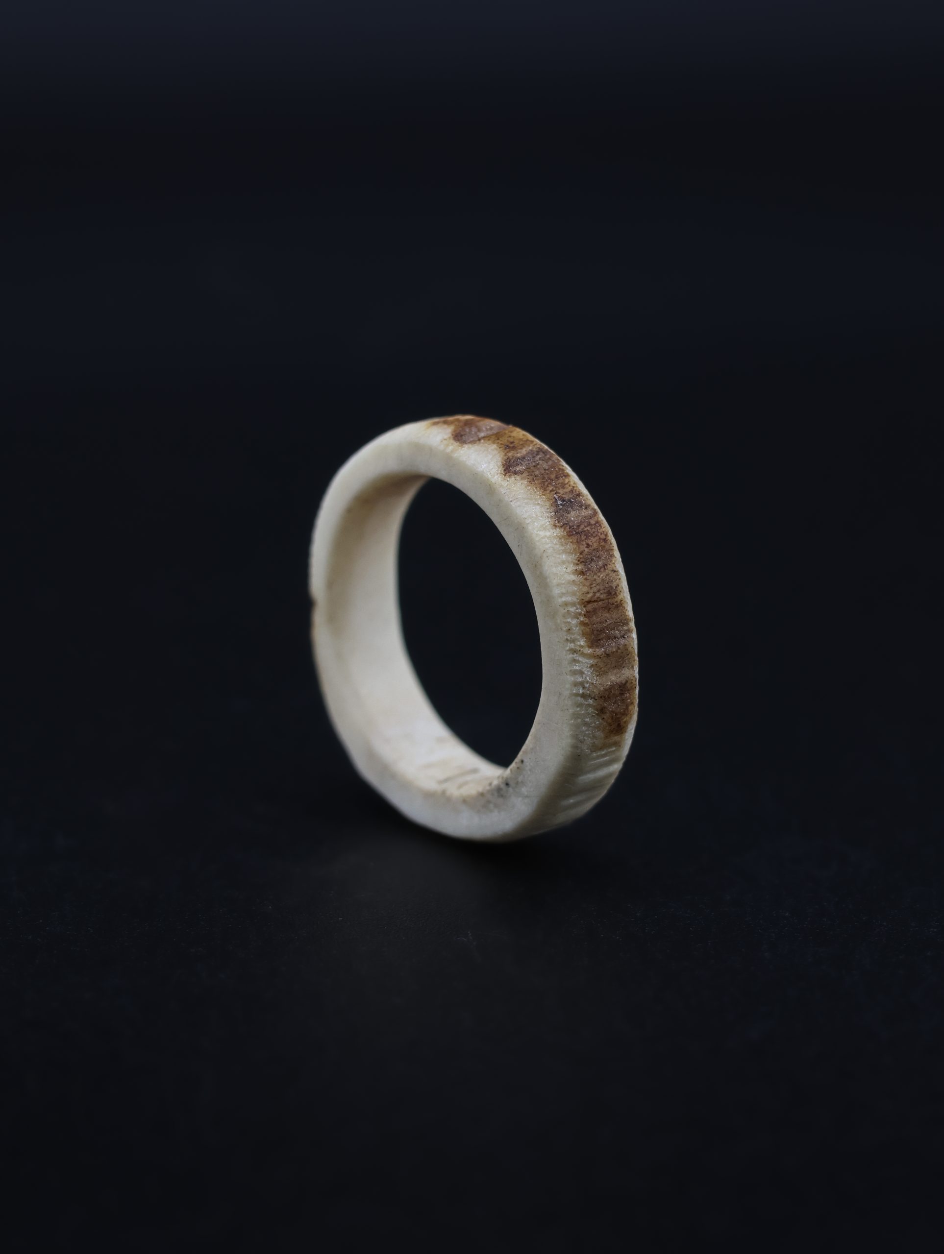 9E2A4413 Deer Antler Ring 6mm Width Bone Viking Ring Men's Wedding Ring Handmade in Devon by award winning jeweller, James French at JWF Unique Designs