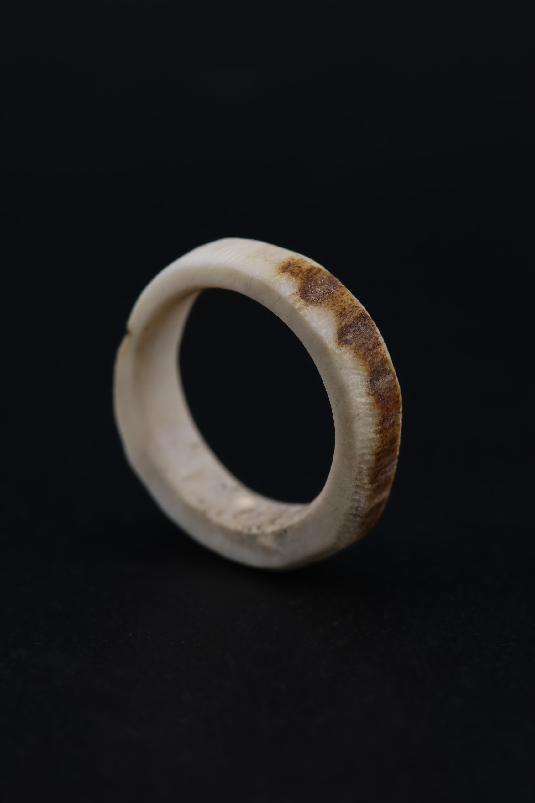 9E2A4437 Deer Antler Ring 6mm Width Bone Viking Ring Men's Wedding Ring Handmade in Devon by award winning jeweller, James French at JWF Unique Designs