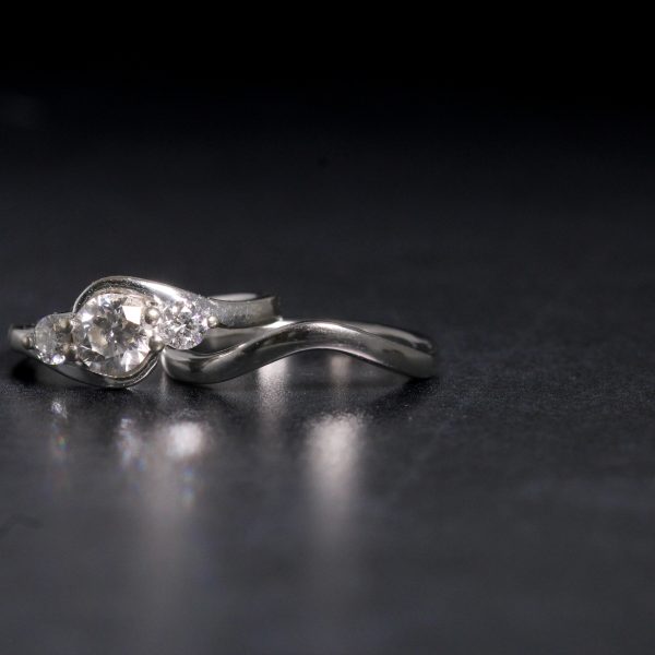 18ct white gold shaped wedding ring, bespoke wedding ring, white gold ring