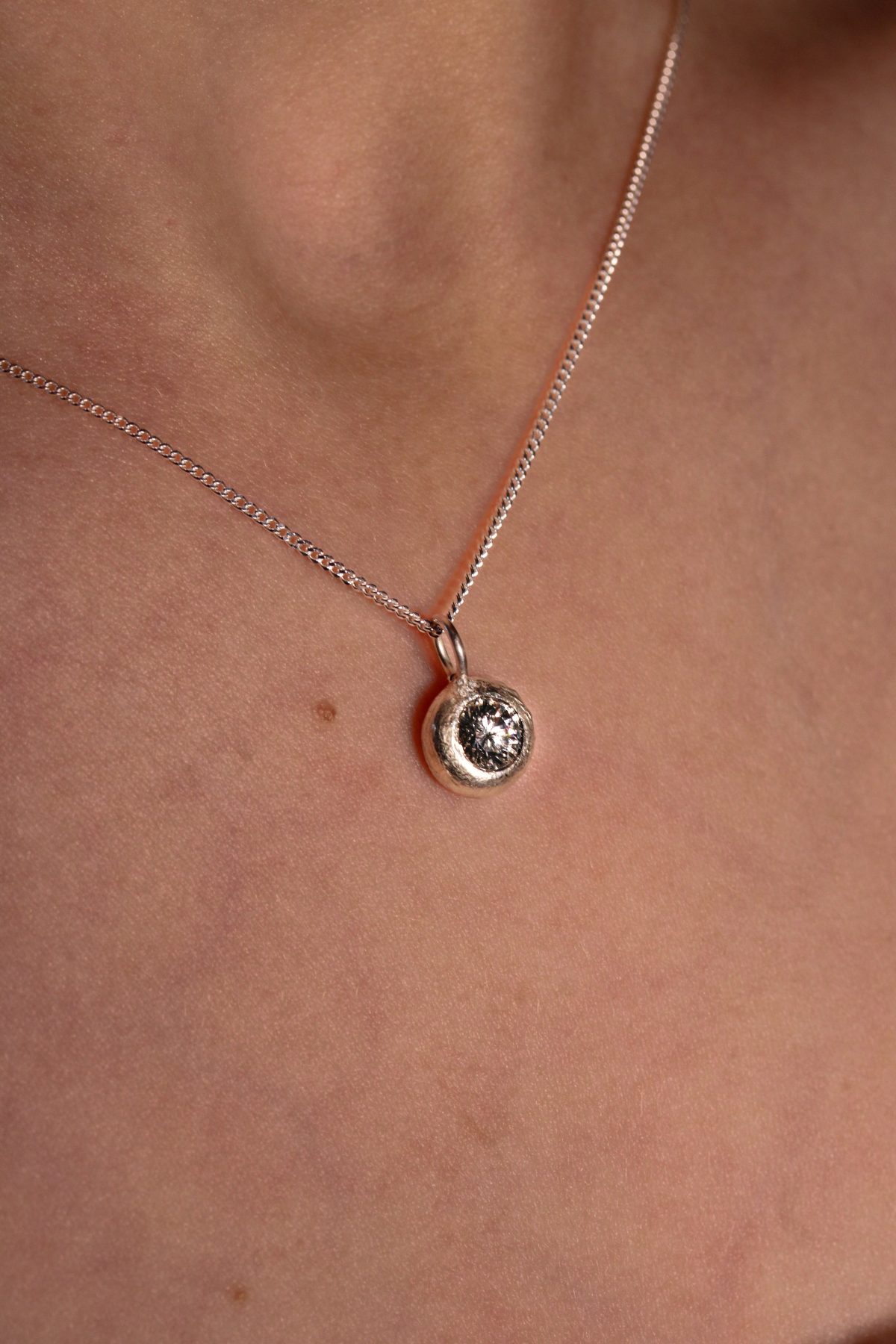 Sandcast pendant, sandcast jewellery, bespoke pendant, diamond necklace, diamond pendant