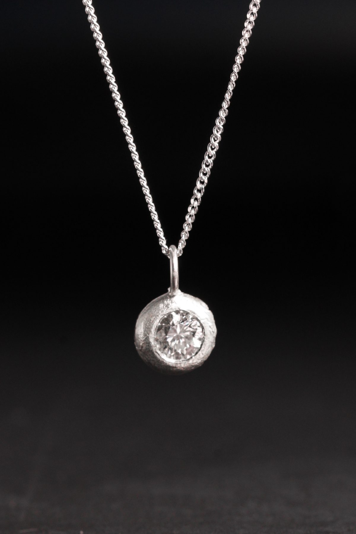 Diamond necklace, diamond pendant, handmade necklace, handmade pendant, bespoke pendant, sandcast pendant