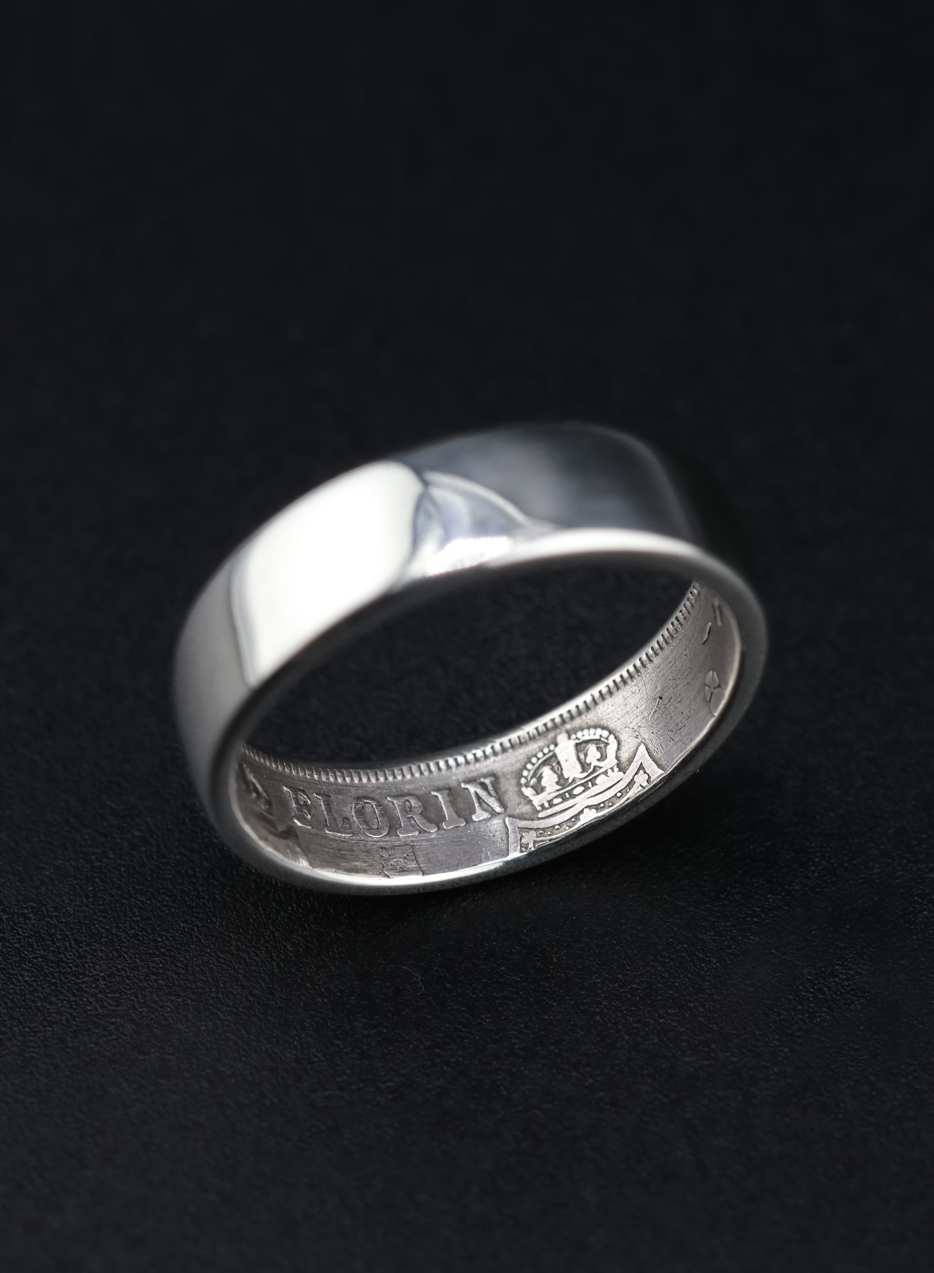 9E2A3985 Sterling Silver Florin Coin Ring, perfect for Men's wedding ring. Handmade in Devon, UK by independent jeweller, James French at JWF Unique Designs