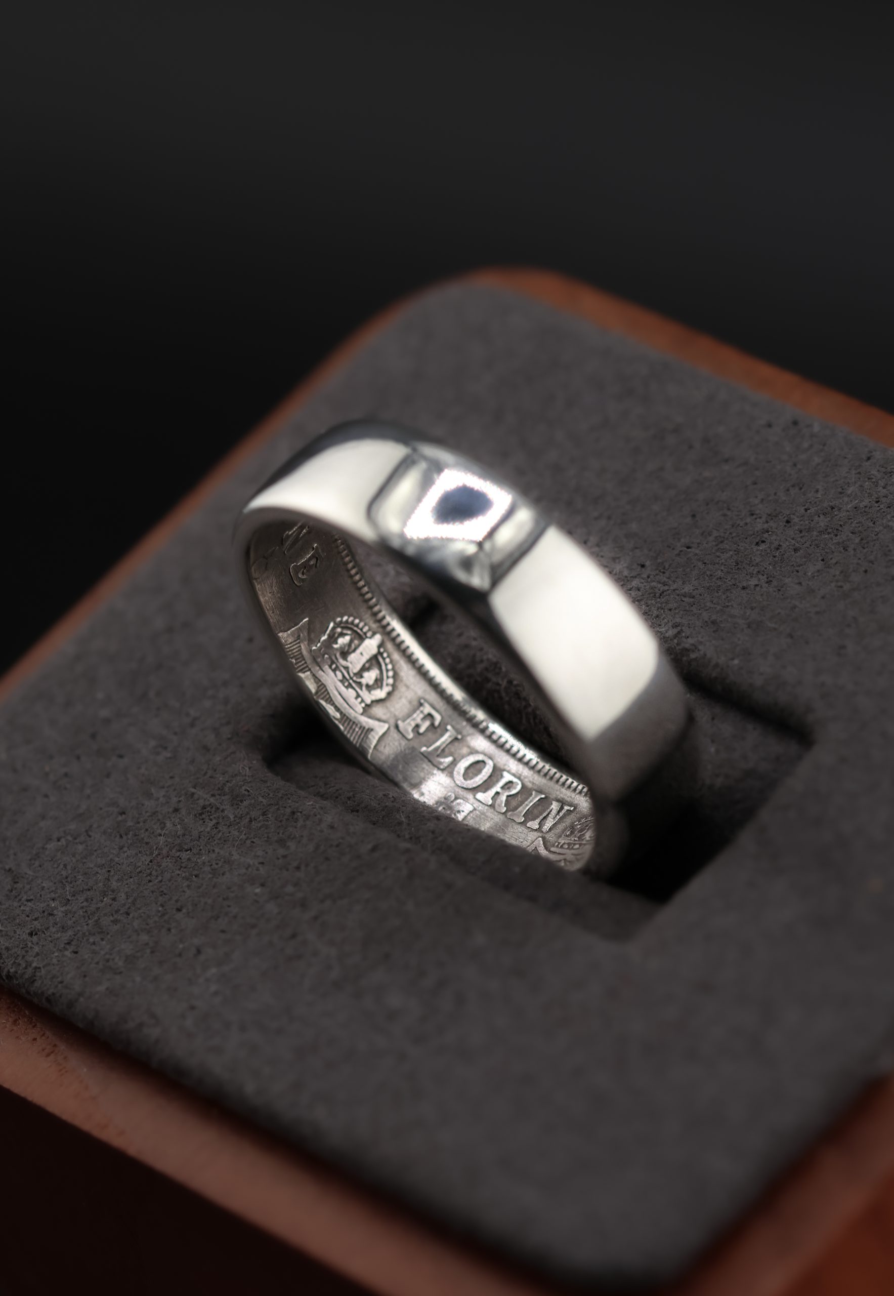 9E2A3992 Sterling Silver Florin Coin Ring, perfect for Men's wedding ring. Handmade in Devon, UK by independent jeweller, James French at JWF Unique Designs