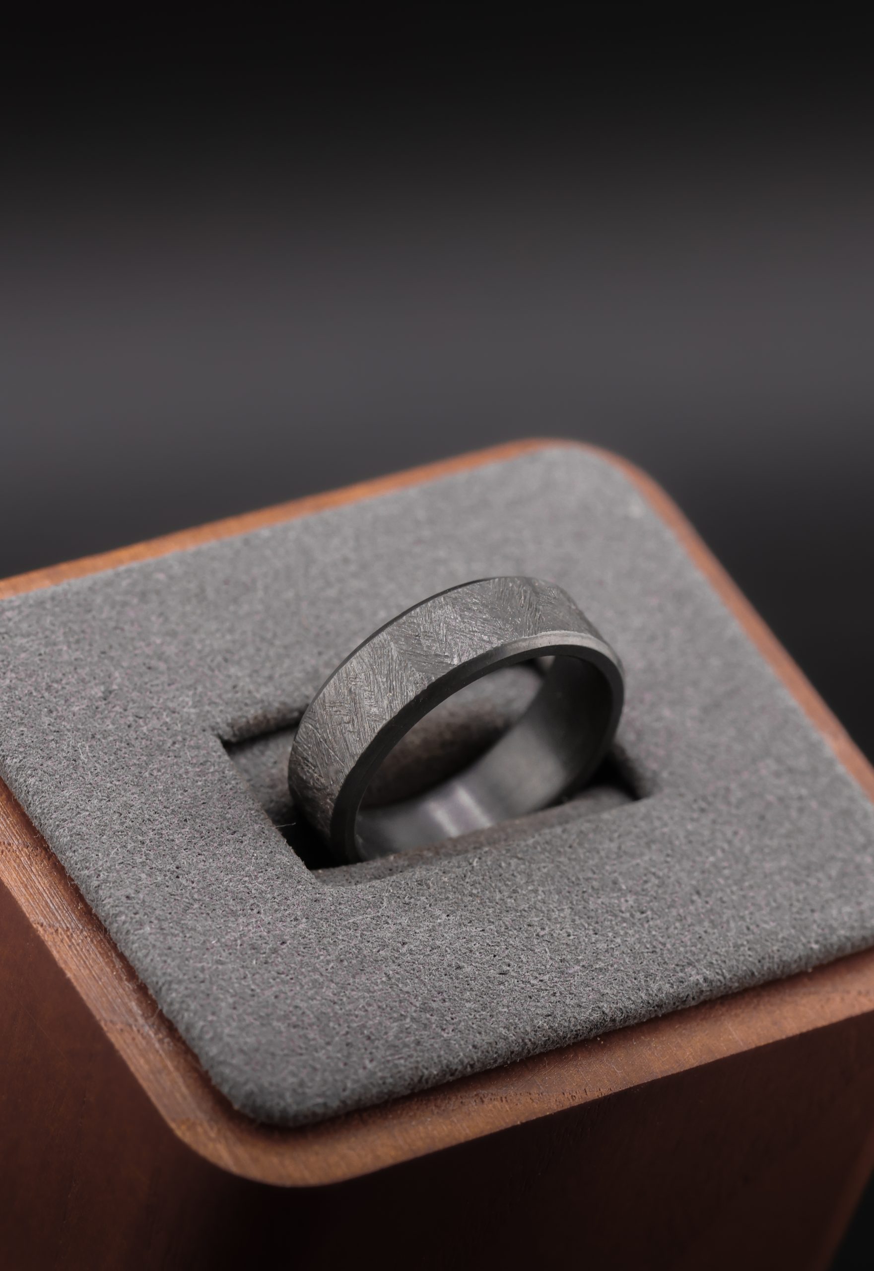 9E2A4196 Black Zirconium Wedding Ring – Cast Finish with Chamfered Edges - Image 2